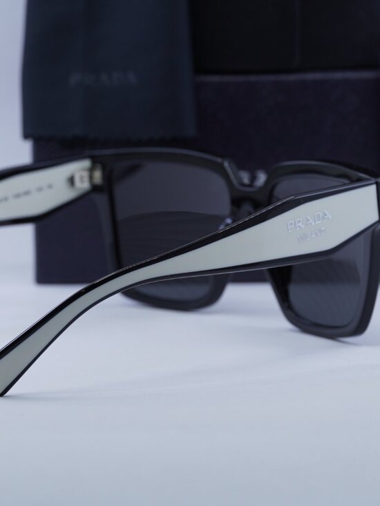 Prada PR24ZS 1AB5S0 Square Sunglasses - Black/Talc/Dark Grey main image 5